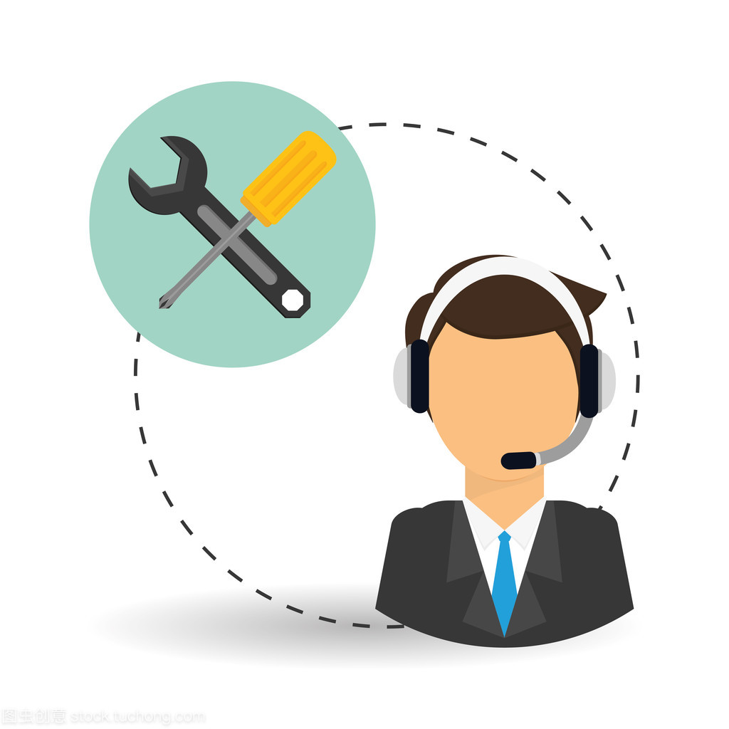 技術服務。電話中心圖標。支持概念